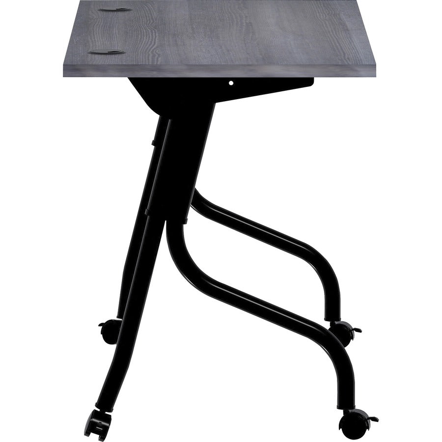 Lorell Flip Top Training Table - Charcoal Rectangle, Melamine Top - Black Four Leg Base - 4 Legs x 48" Table Top Width x 23.60" Table Top Depth - 29.50" Height - Melamine - 1 Each