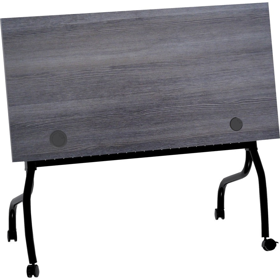 Lorell Flip Top Training Table - Charcoal Rectangle, Melamine Top - Black Four Leg Base - 4 Legs x 48" Table Top Width x 23.60" Table Top Depth - 29.50" Height - Melamine - 1 Each