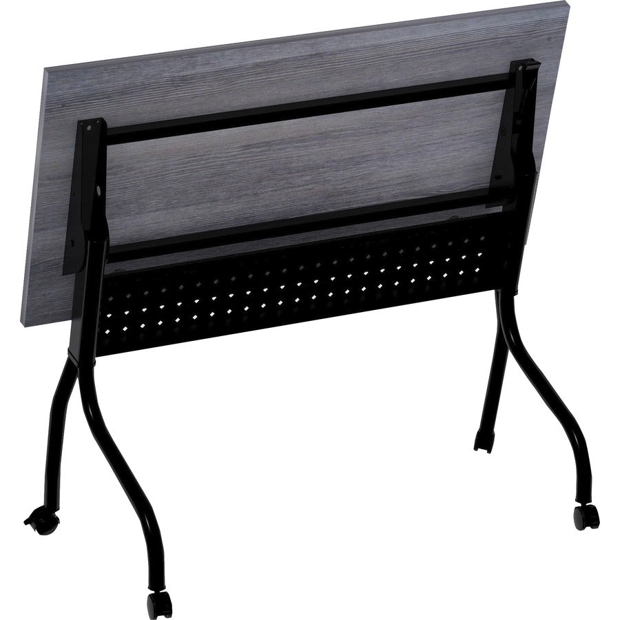 Lorell Flip Top Training Table - Charcoal Rectangle, Melamine Top - Black Four Leg Base - 4 Legs x 48" Table Top Width x 23.60" Table Top Depth - 29.50" Height - Melamine - 1 Each