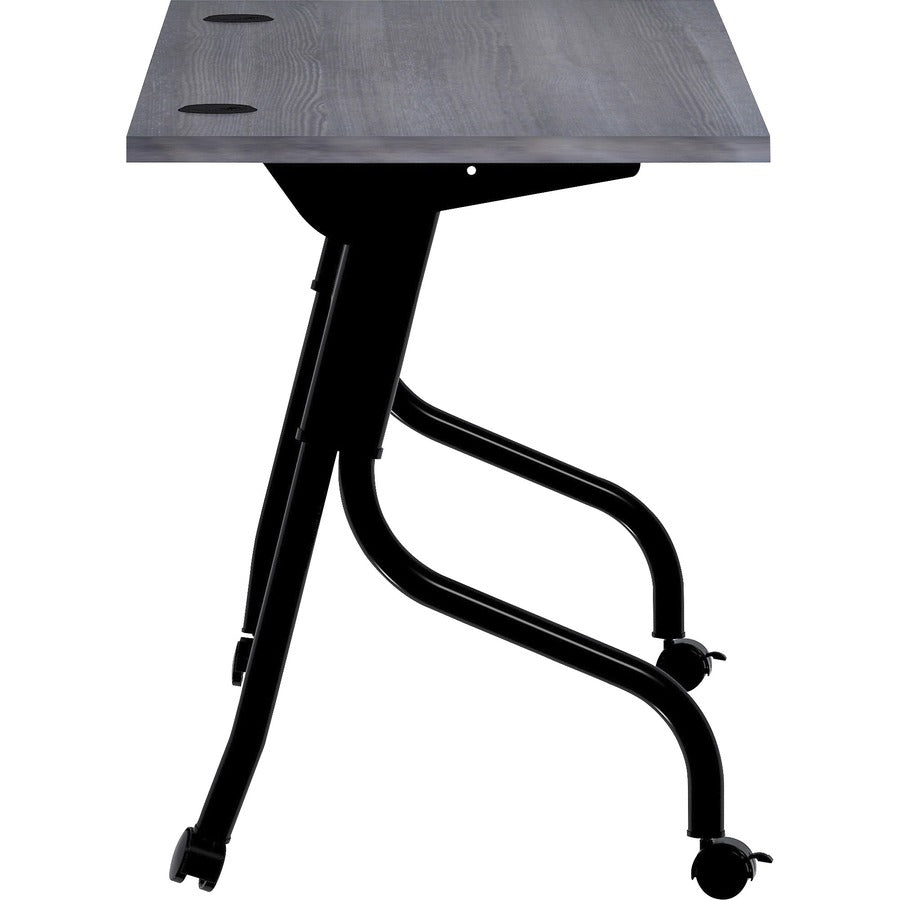 Lorell Flip Top Training Table - Charcoal Rectangle, Melamine Top - Black Four Leg Base - 4 Legs x 60" Table Top Width x 23.60" Table Top Depth - 29.50" Height - Melamine - 1 Each