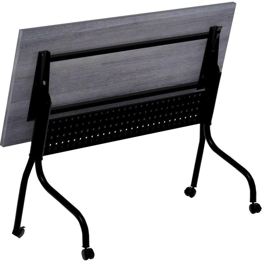 Lorell Flip Top Training Table - Charcoal Rectangle, Melamine Top - Black Four Leg Base - 4 Legs x 60" Table Top Width x 23.60" Table Top Depth - 29.50" Height - Melamine - 1 Each