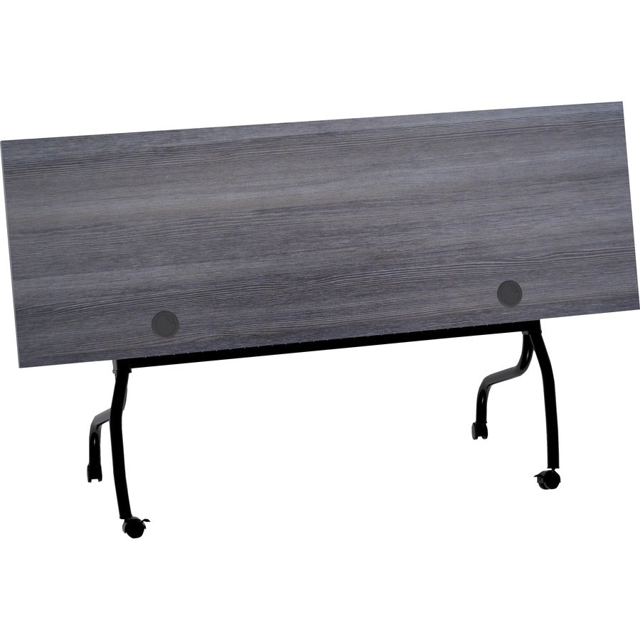 Lorell Flip Top Training Table - Charcoal Rectangle, Melamine Top - Black Four Leg Base - 4 Legs x 72" Table Top Width x 23.60" Table Top Depth - 29.50" Height - Melamine - 1 Each