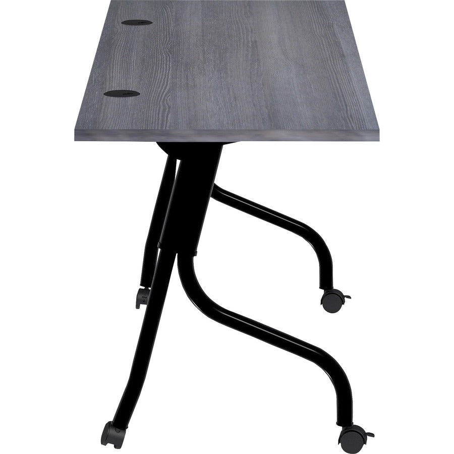 Lorell Flip Top Training Table - Charcoal Rectangle, Melamine Top - Black Four Leg Base - 4 Legs x 72" Table Top Width x 23.60" Table Top Depth - 29.50" Height - Melamine - 1 Each