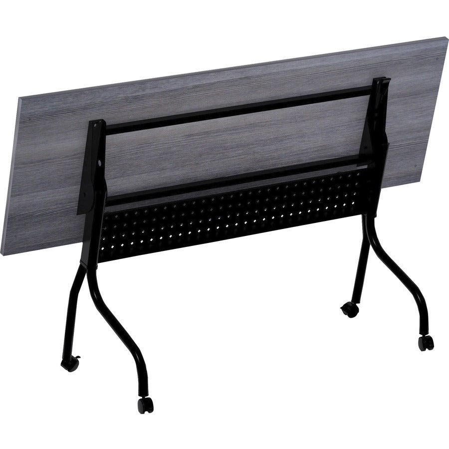 Lorell Flip Top Training Table - Charcoal Rectangle, Melamine Top - Black Four Leg Base - 4 Legs x 72" Table Top Width x 23.60" Table Top Depth - 29.50" Height - Melamine - 1 Each