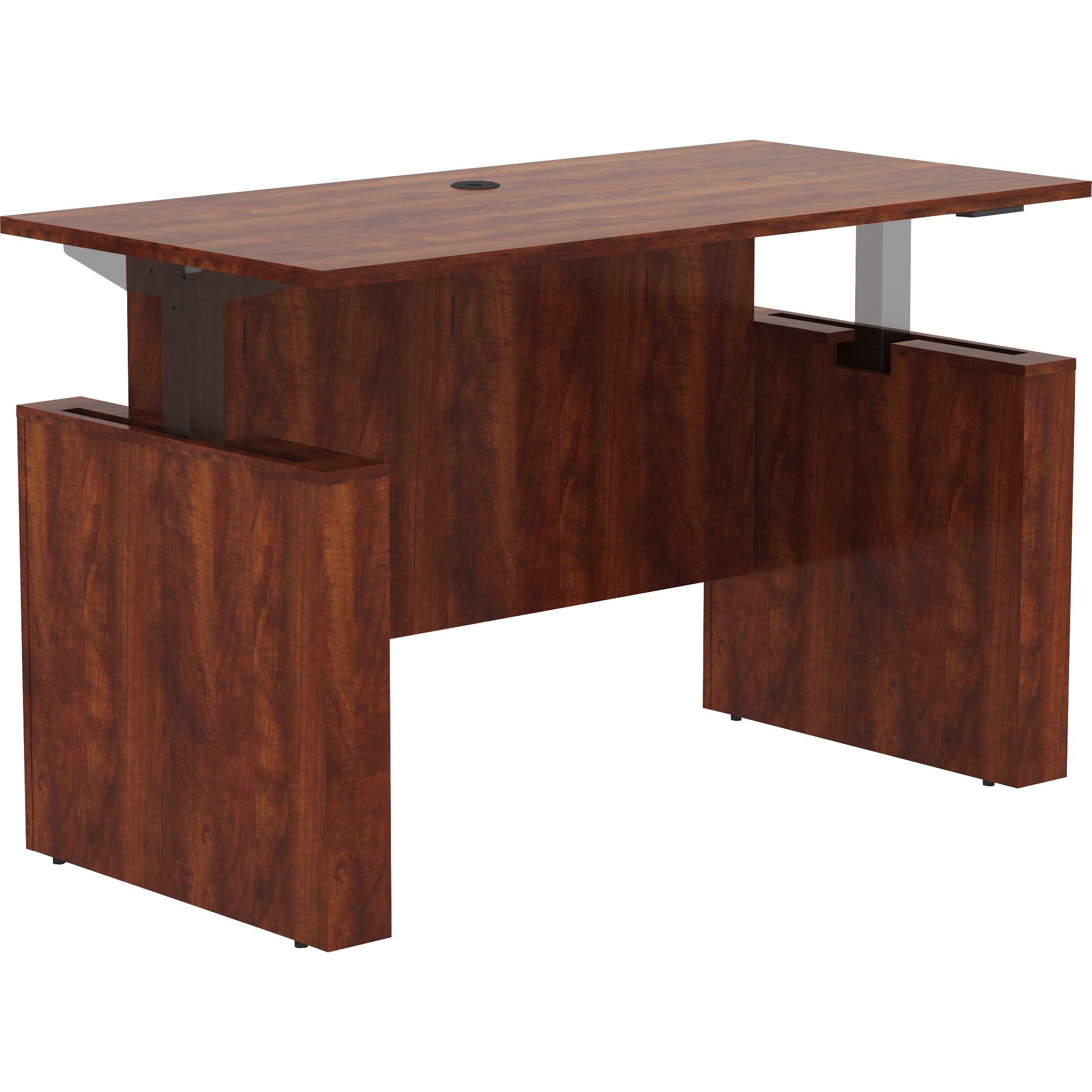 Lorell Essentials Series Sit-to-Stand Desk Shell - x 0.1" Thickness Top, 49" Height x 60" Width x 29" Depth - Finish: Cherry - Laminate Table Top - 1 Each
