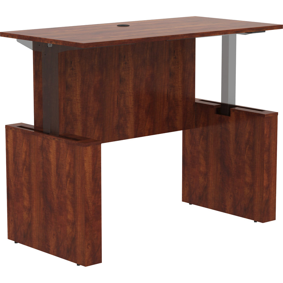 Lorell Essentials Series Sit-to-Stand Desk Shell - x 0.1" Thickness Top, 49" Height x 60" Width x 29" Depth - Finish: Cherry - Laminate Table Top - 1 Each