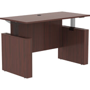 Lorell Essentials Series Sit-to-Stand Desk Shell - x 0.1" Thickness Top, 49" Height x 60" Width x 29" Depth - Finish: Mahogany - Mahogany Laminate Table Top - 1 Each
