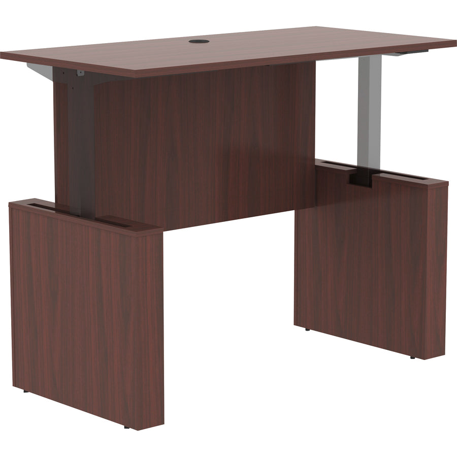 Lorell Essentials Series Sit-to-Stand Desk Shell - x 0.1" Thickness Top, 49" Height x 60" Width x 29" Depth - Finish: Mahogany - Mahogany Laminate Table Top - 1 Each