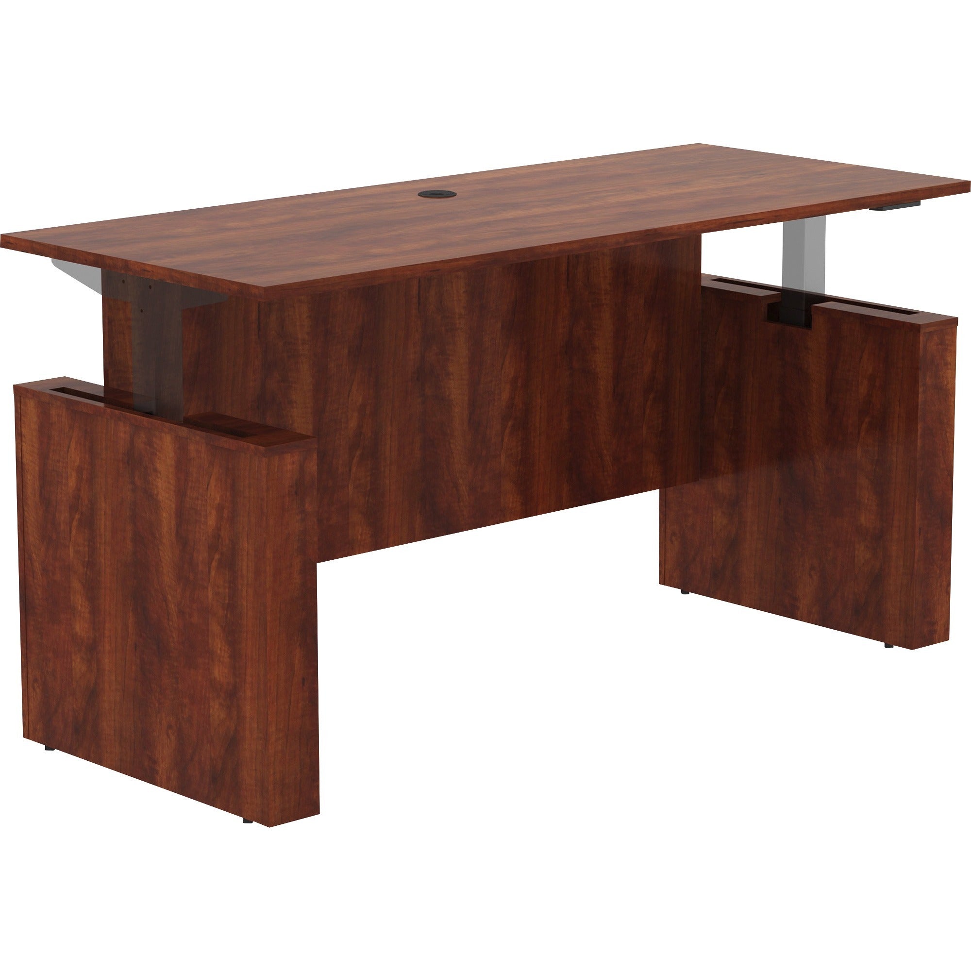Lorell Essentials Series Sit-to-Stand Desk Shell - x 0.1" Thickness Top, 49" Height x 72" Width x 29" Depth - Finish: Cherry - Laminate Table Top - 1 Each