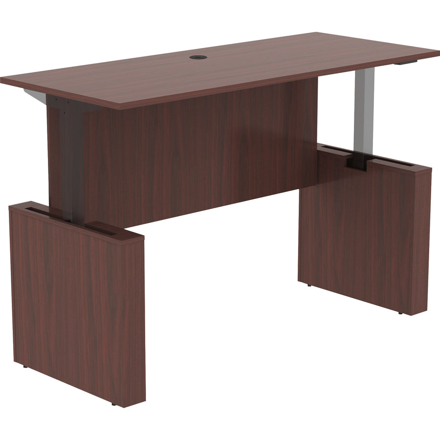 Lorell Essentials Series Sit-to-Stand Desk Shell - x 0.1" Thickness Top, 49" Height x 72" Width x 29" Depth - Finish: Mahogany - Laminate Table Top - 1 Each