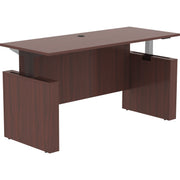 Lorell Essentials Series Sit-to-Stand Desk Shell - x 0.1" Thickness Top, 49" Height x 72" Width x 29" Depth - Finish: Mahogany - Laminate Table Top - 1 Each