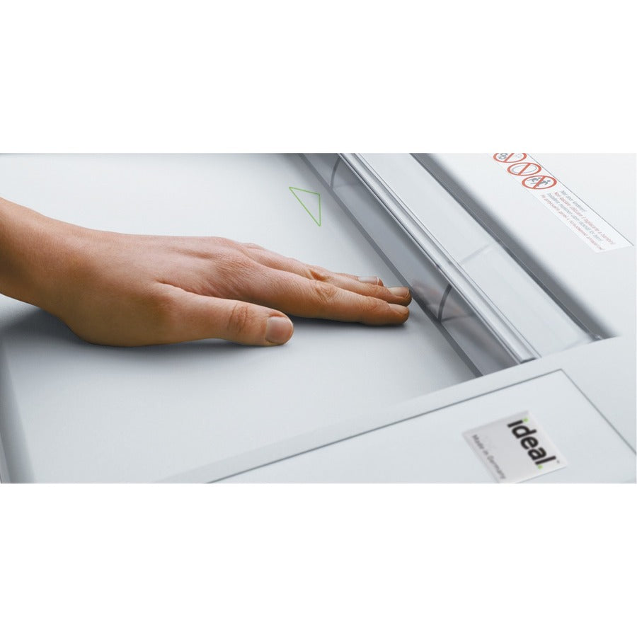 ideal. 2445 Cross-cut Paper Shredder, 13-sheet capacity per pass, cross cut, continuous operation, 9.5" throat, 9-gallon wastebin, P-4 security, shreds paper, staples, paper clips, credit cards, 14 ft/min, 1 Each