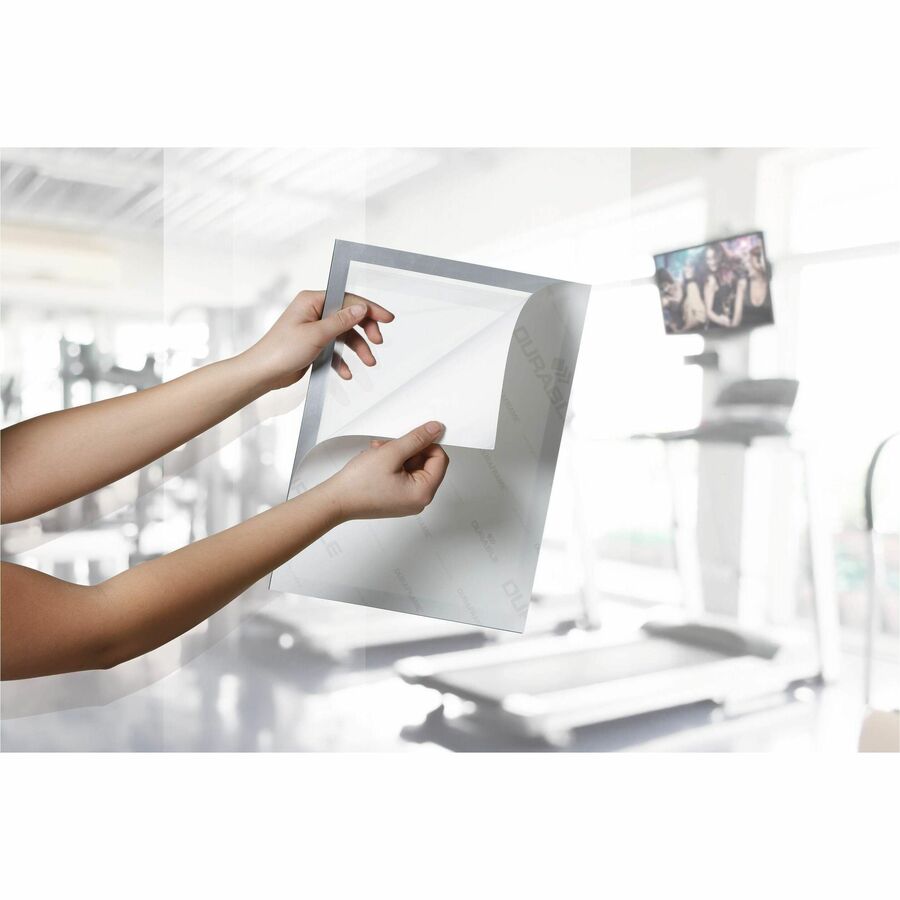 Support 8.50" x 11" Media - Polyvinyl Chloride (PVC) - Silver - Self-adhesive, Pen Holder, Foldable, Magnetic - 1 Each