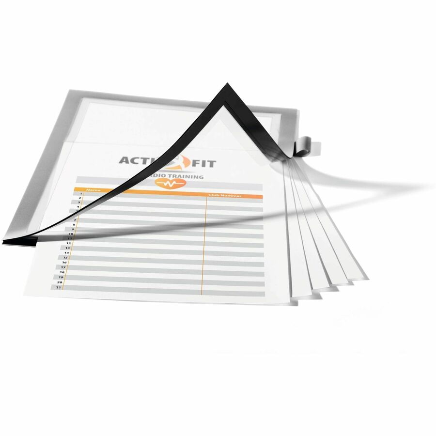 Support 8.50" x 11" Media - Polyvinyl Chloride (PVC) - Silver - Self-adhesive, Pen Holder, Foldable, Magnetic - 1 Each