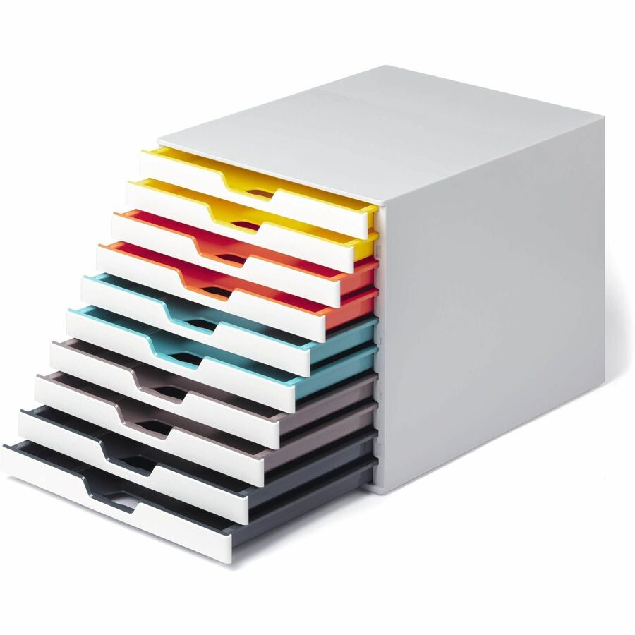 10 Drawer(s) - 11" Height x 11.50" Width x 14" Depth - Desktop - White - Plastic - 1 Each