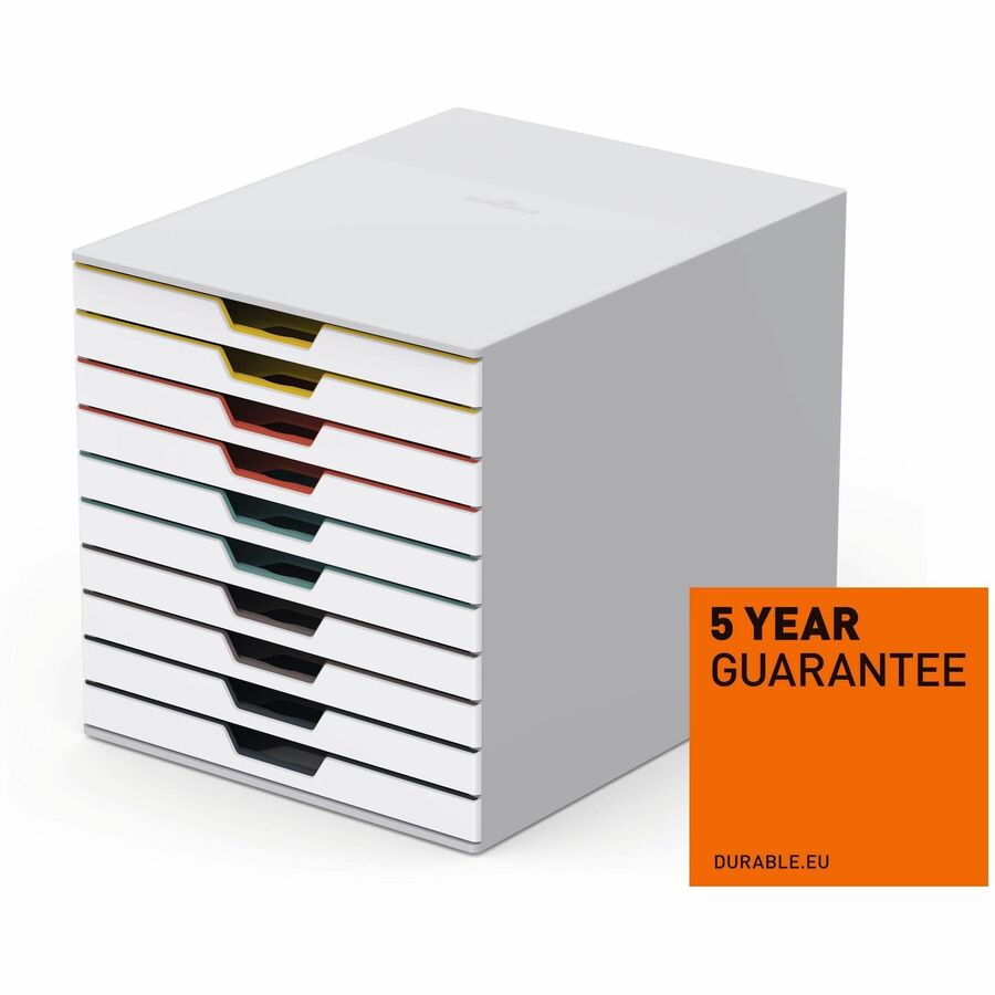 10 Drawer(s) - 11" Height x 11.50" Width x 14" Depth - Desktop - White - Plastic - 1 Each