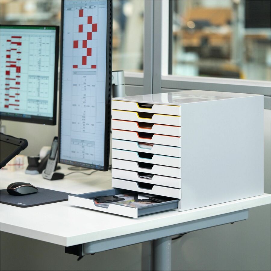 10 Drawer(s) - 11" Height x 11.50" Width x 14" Depth - Desktop - White - Plastic - 1 Each