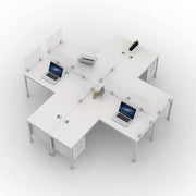Boss Simple System 4-unit Desk - 29.5" Height x 96" Width x 10 ft Depth - Finish: White - 1 Each