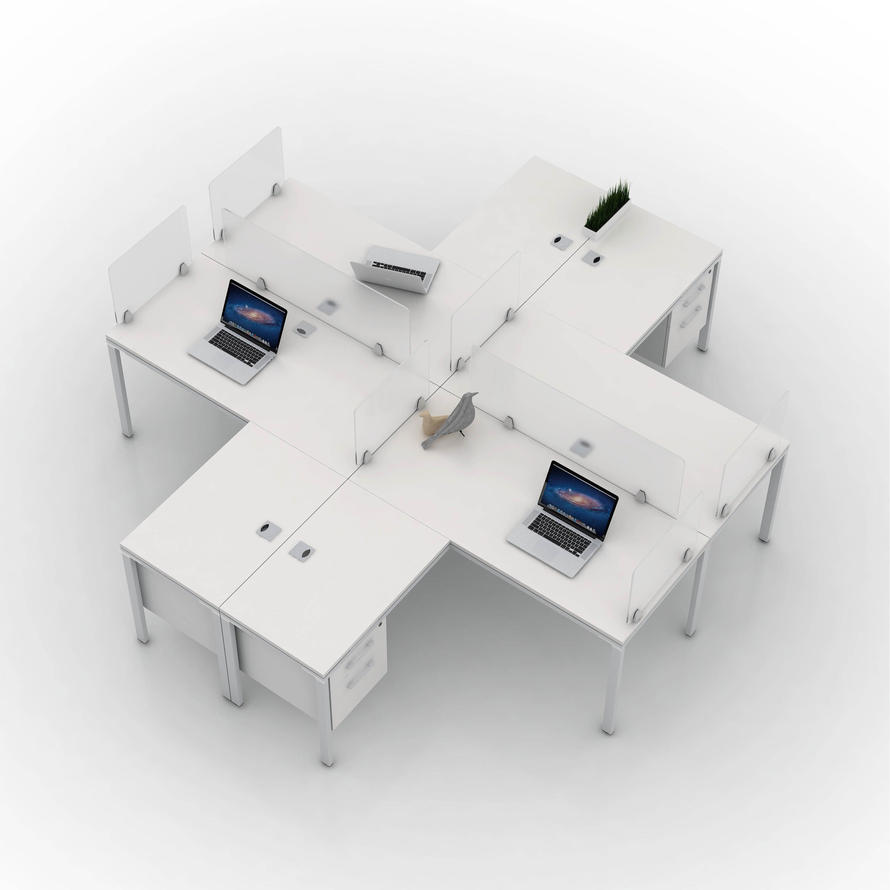 Boss Simple System 4-unit Desk - 29.5" Height x 96" Width x 10 ft Depth - Finish: White - 1 Each