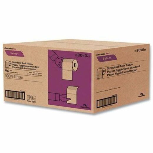2 Ply - 4" Width x 3.20" Length - 500 Sheets/Roll - White - Fiber - 96 / Carton