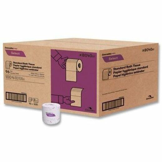2 Ply - 4" Width x 3.20" Length - 500 Sheets/Roll - White - Fiber - 96 / Carton