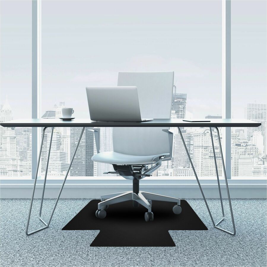 Floortex Advantagemat Black&reg; Vinyl Lipped Chair Mat for Carpets - 36" x 48"