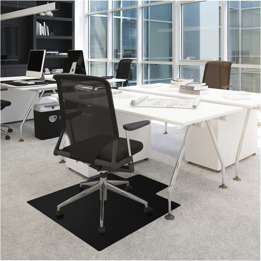 Floortex Advantagemat Black&reg; Vinyl Lipped Chair Mat for Carpets - 45" x 53"