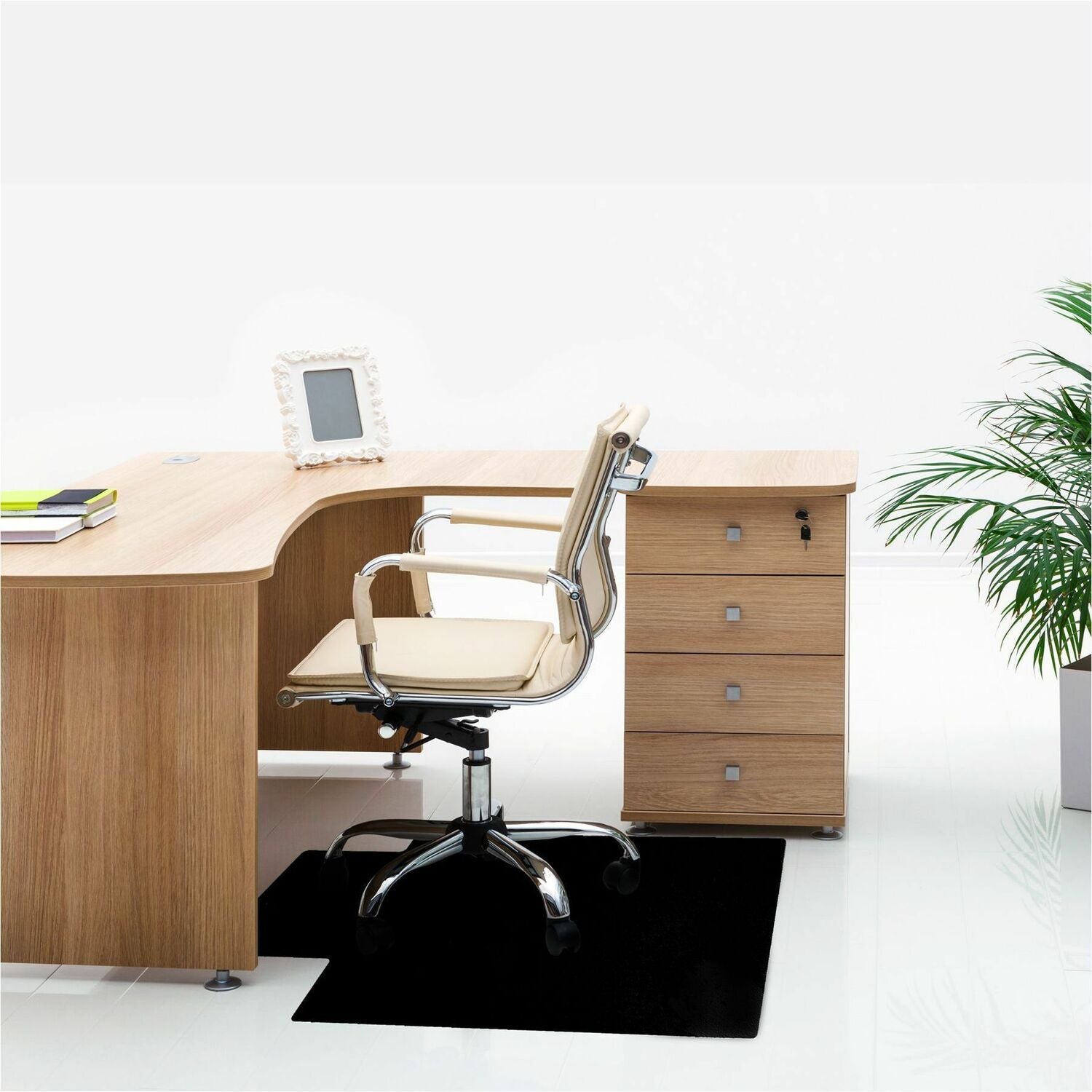Floortex Advantagemat Black&reg; Vinyl Lipped Chair Mat for Hard Floor - 36" x 48"