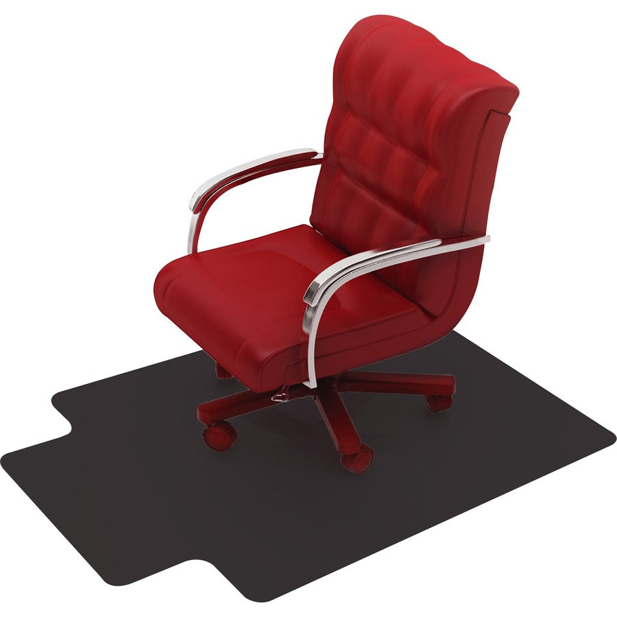 Floortex Cleartex AdvantagematBlack Vinyl Lipped Chair Mat for Hard Floor - 45" x 53"