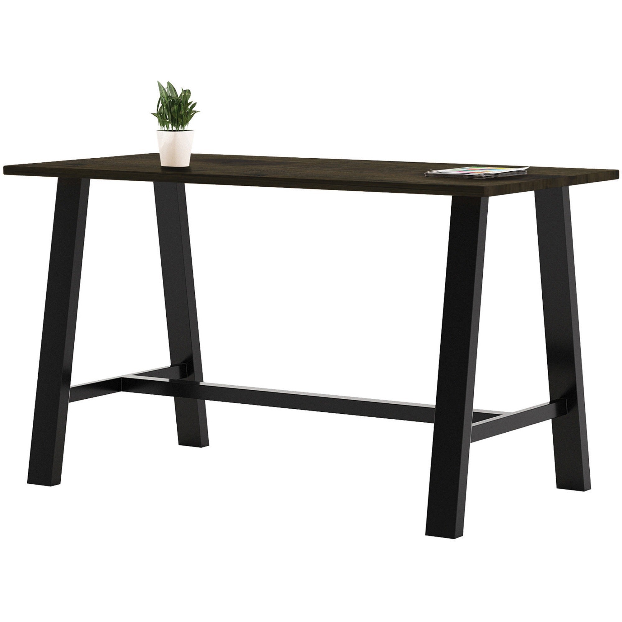 KFI Midtown Solid Wood Top Cafe Table - Espresso Rectangle Top - 72" Table Top Length x 36" Table Top Width - 41" Height - Assembly Required - Poplar Wood Top Material - 1 Each