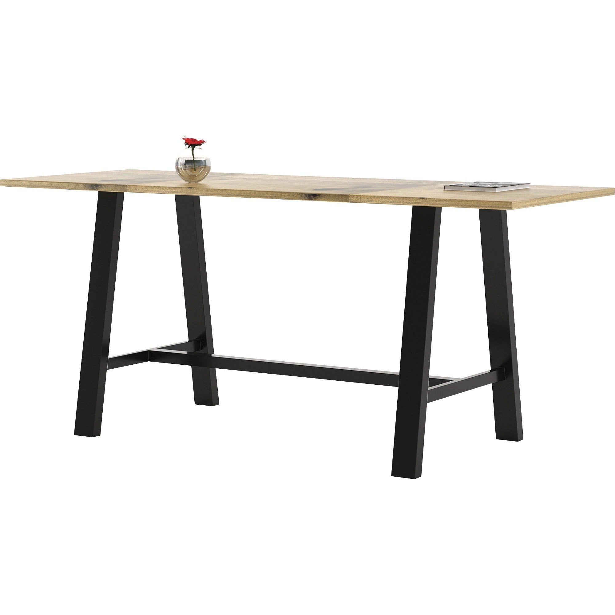 KFI Midtown Solid Wood Top Cafe Table - Natural Rectangle Top - 96" Table Top Length x 36" Table Top Width - 41" Height - Assembly Required - Poplar Wood Top Material - 1 Each