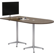 KFI Powered Horseshoe Table, High Pressure Laminate Teak Top, Rectangle, Column Leg Base, 84" x 42", 1 Each