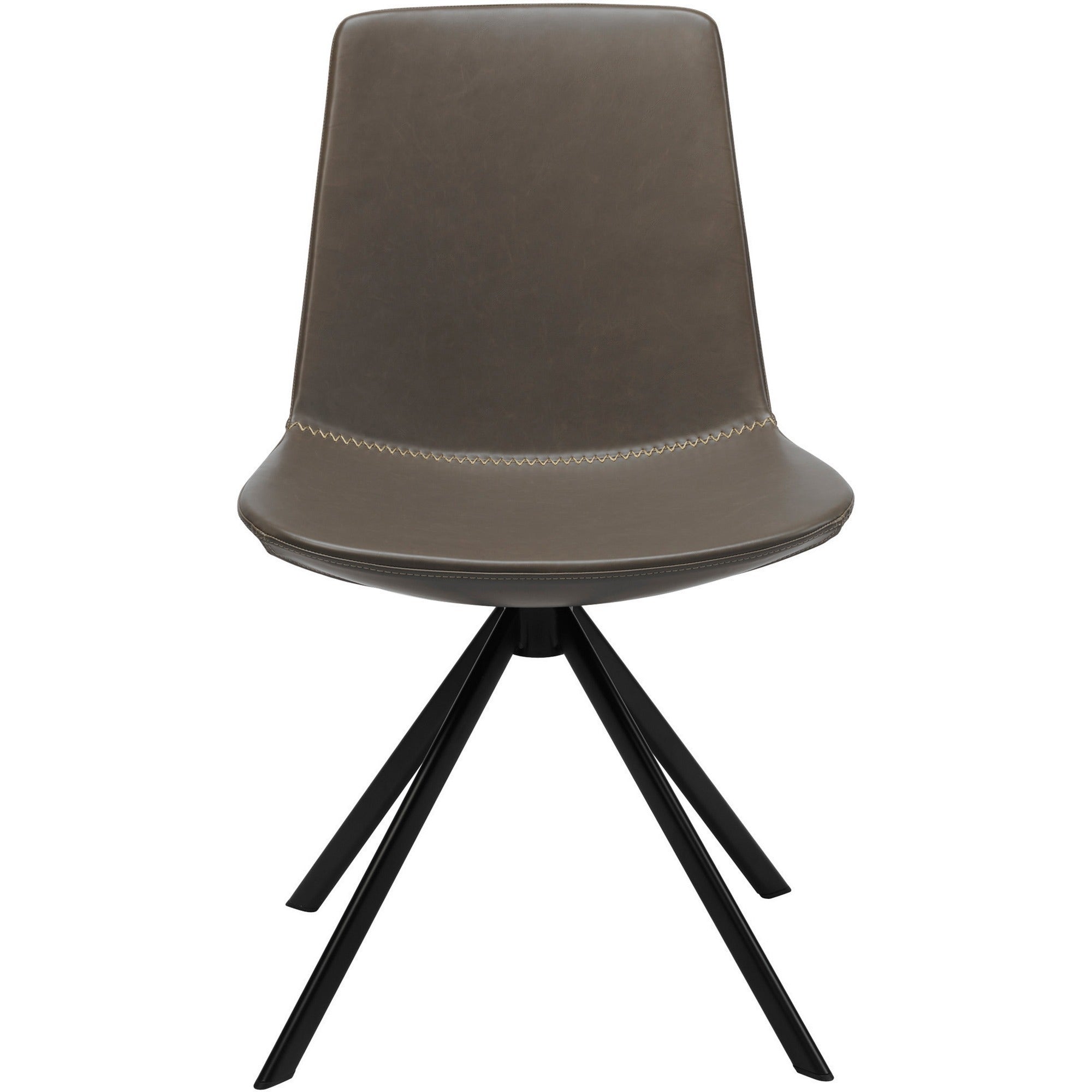 KFI Zoso Faux Leather Stitched Guest Chair, Gray Seat and Back, High Density Foam, Powder Coated Black Carbon Steel Frame, Swivel, 1 Chair per Carton