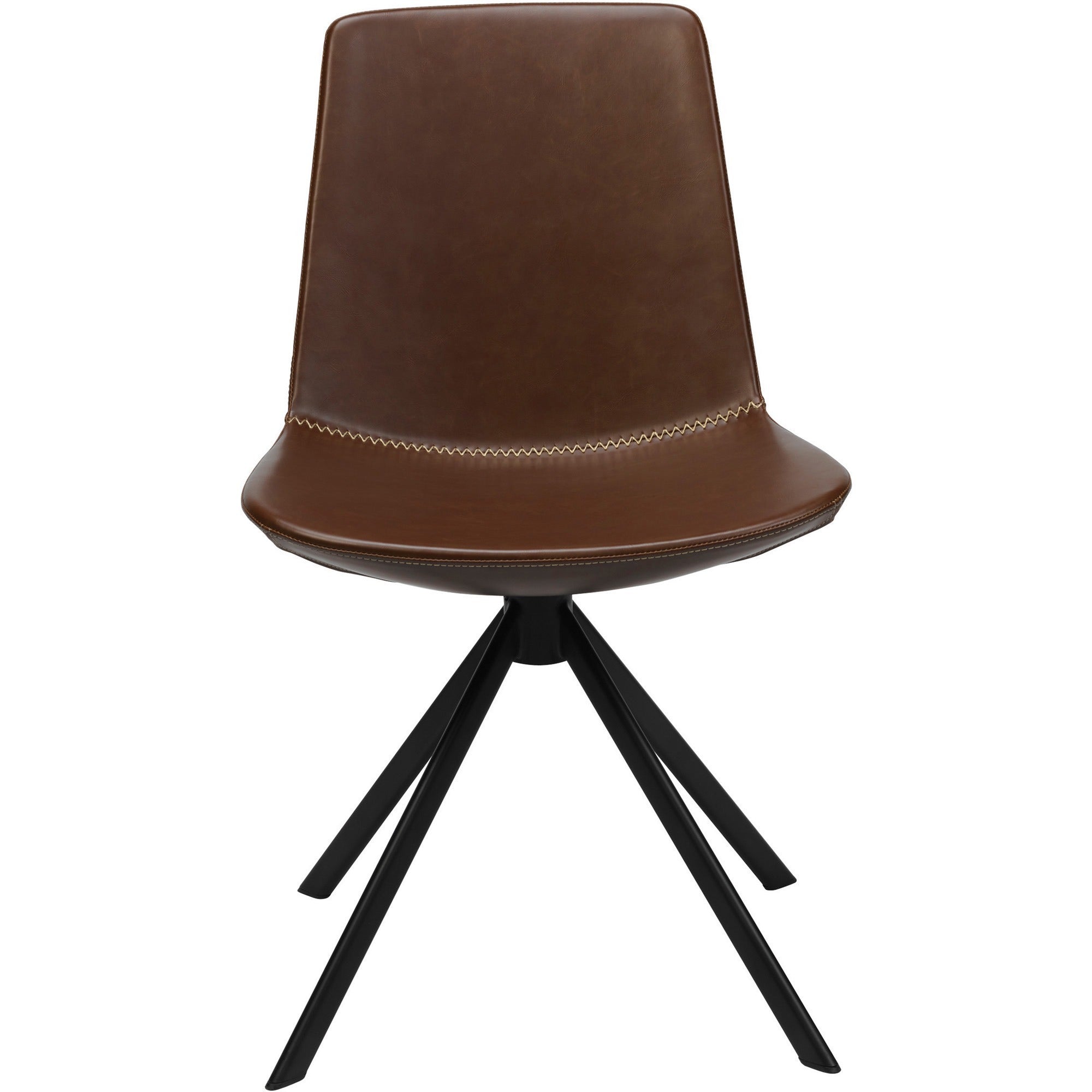 KFI Zoso Faux Leather Stitched Guest Chair, Toffee, High Density Foam, Black Powder Coated Carbon Steel Frame, Swivel, 1 Chair per Carton