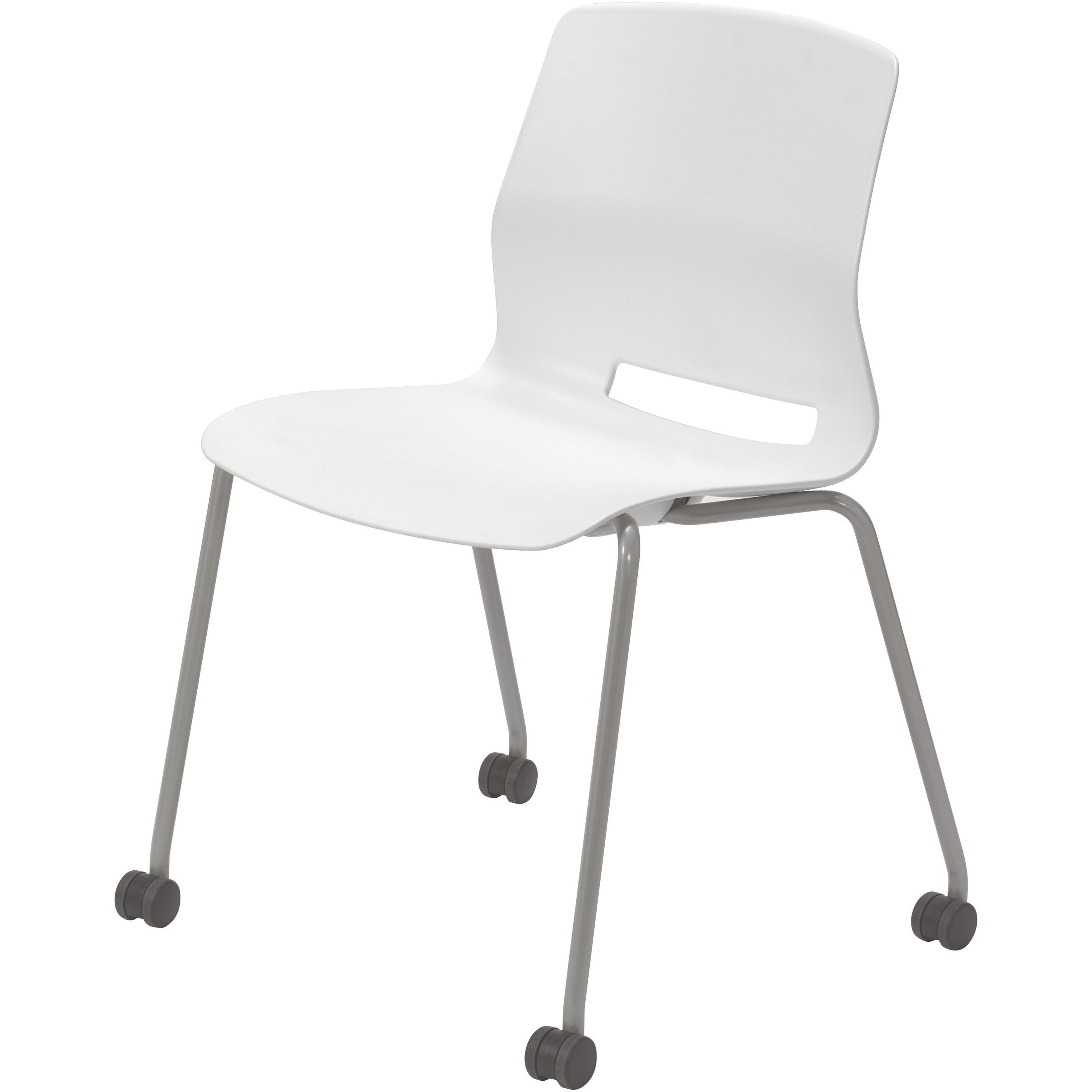 KFI Swey Armless Multipurpose Stool - White Seat Color - Polypropylene Seat Material - White Back Color - Polypropylene Back Material - Silver Frame Color - Stainless Steel Frame Material - Four-legged Base - 1 Each