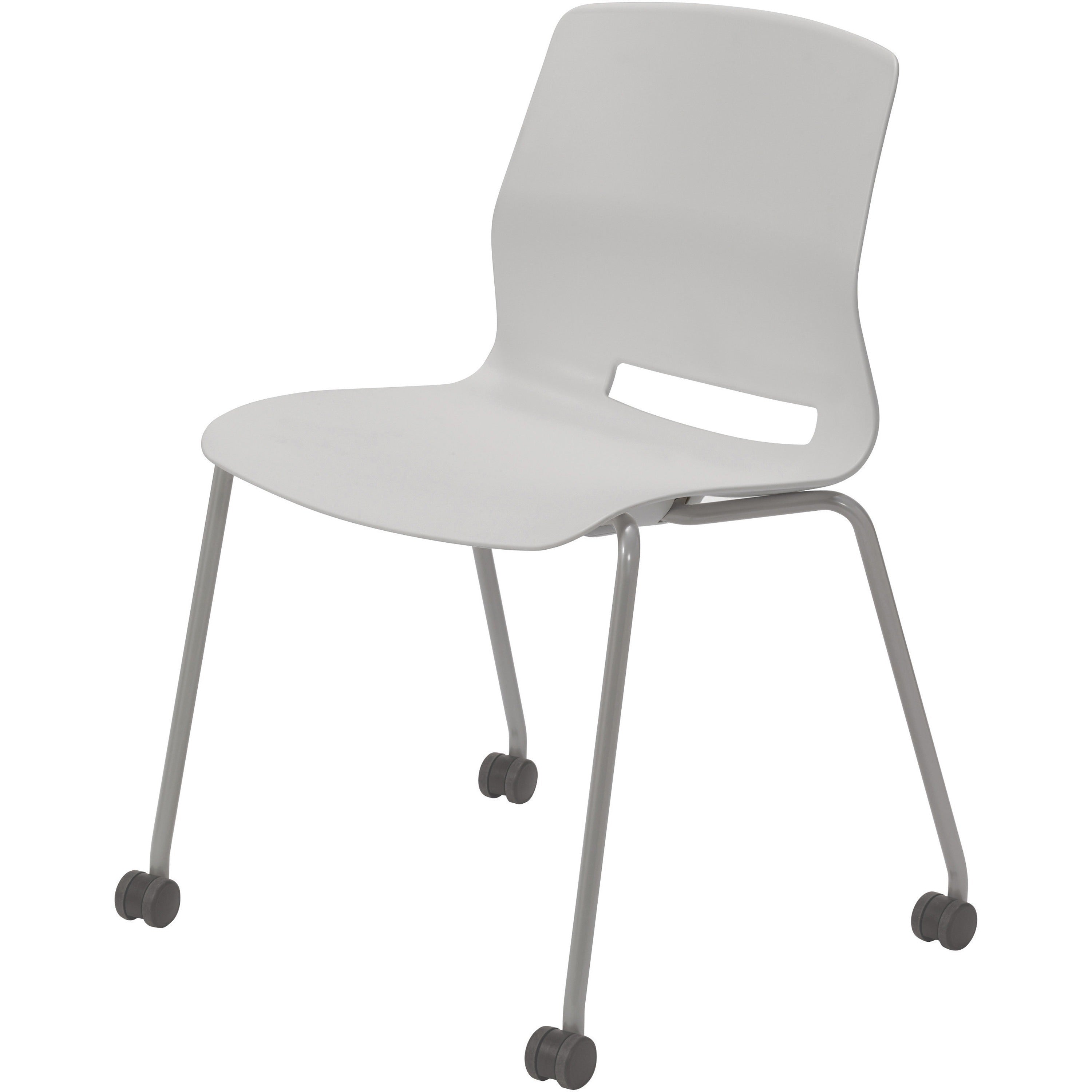 KFI Swey Armless Multipurpose Stool - Light Gray Seat Color - Polypropylene Seat Material - Light Gray Back Color - Polypropylene Back Material - Silver Frame Color - Stainless Steel Frame Material - Four-legged Base - 1 Each