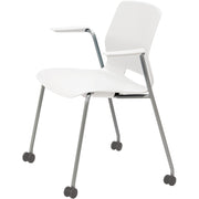 KFI Swey Mobile Multipurpose Stool with Arms - White Seat Color - Polypropylene Seat Material - White Back Color - Polypropylene Back Material - Silver Frame Color - Stainless Steel Frame Material - Four-legged Base - 1 Each