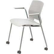 KFI Swey Mobile Multipurpose Stool with Arms - Light Gray Seat Color - Polypropylene Seat Material - Light Gray Back Color - Polypropylene Back Material - Silver Frame Color - Stainless Steel Frame Material - Four-legged Base - 1 Each