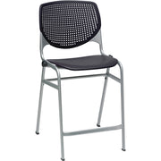 KFI Kool Counter-Height Stackable Stool, Black Polypropylene Seat & Back, Powder Coated Silver Cold Rolled Steel Frame, Four-Legged Base, 1 Each