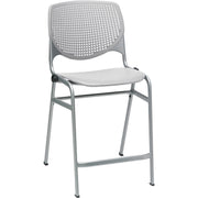 KFI Kool Counter-Height Stackable Stool, Light Gray Polypropylene Seat and Back, Aluminum Alloy Back, Powder Coated Silver Cold Rolled Steel Frame, Four-Legged Base, 1 Each