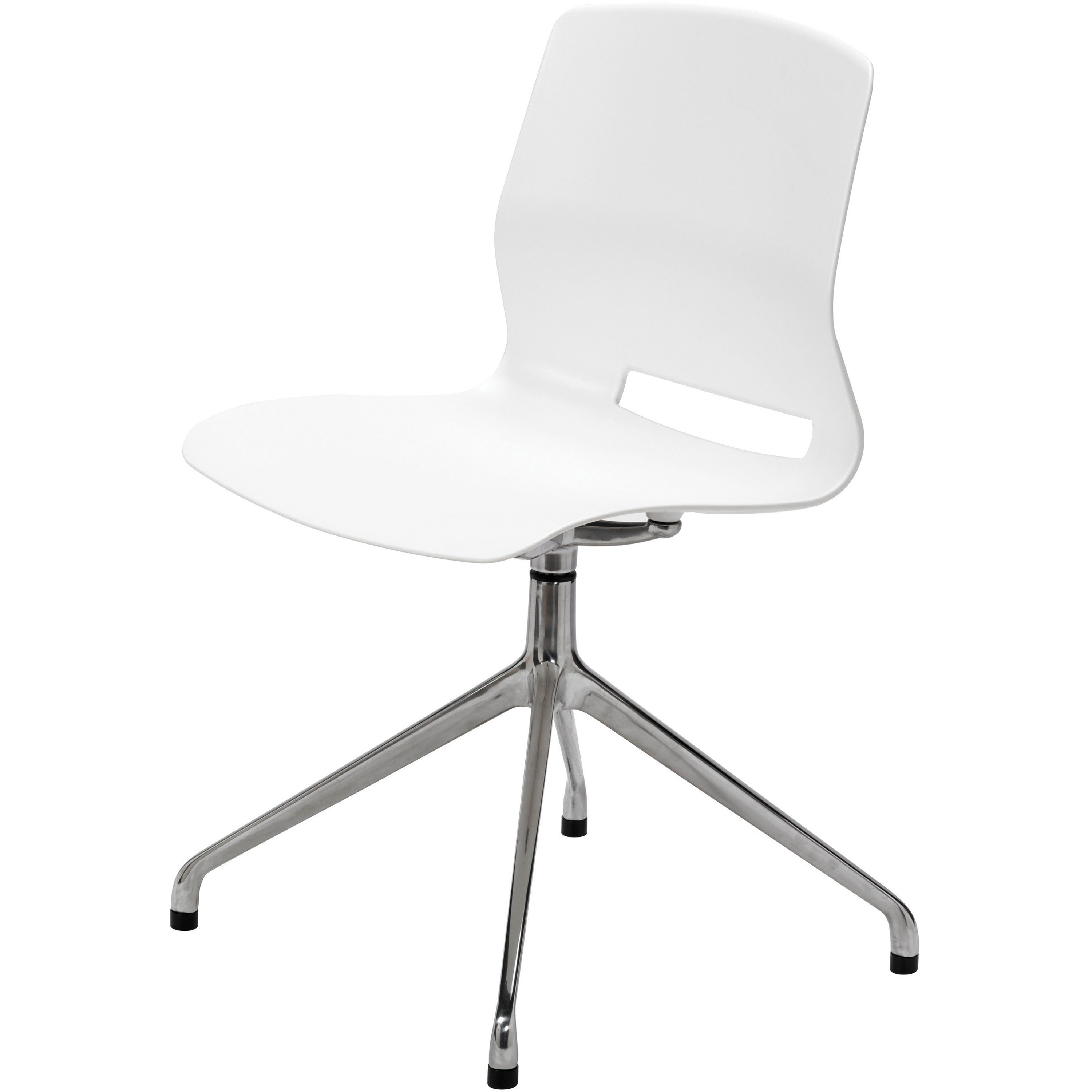 KFI Swey Collection 4-Post Swivel Chair - White Seat Color - Polypropylene Seat Material - White Back Color - Polypropylene Back Material - Silver Frame Color - Steel Frame Material - 1 Each