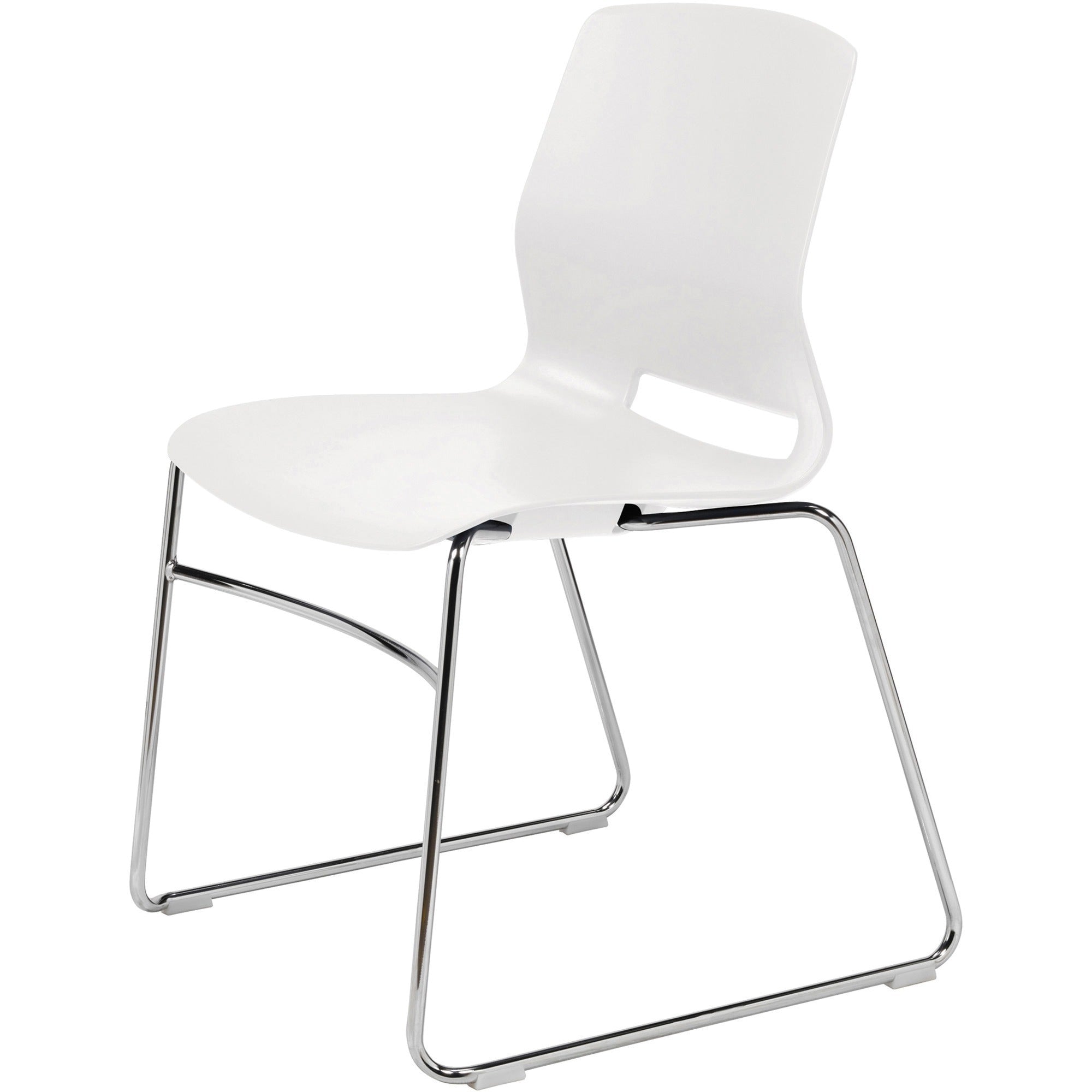 KFI Swey Collection Sled Base Chair - White Seat Color - Polypropylene Seat Material - White Back Color - Polypropylene Back Material - Silver Frame Color - Stainless Steel Frame Material - Sled Base - 1 Each