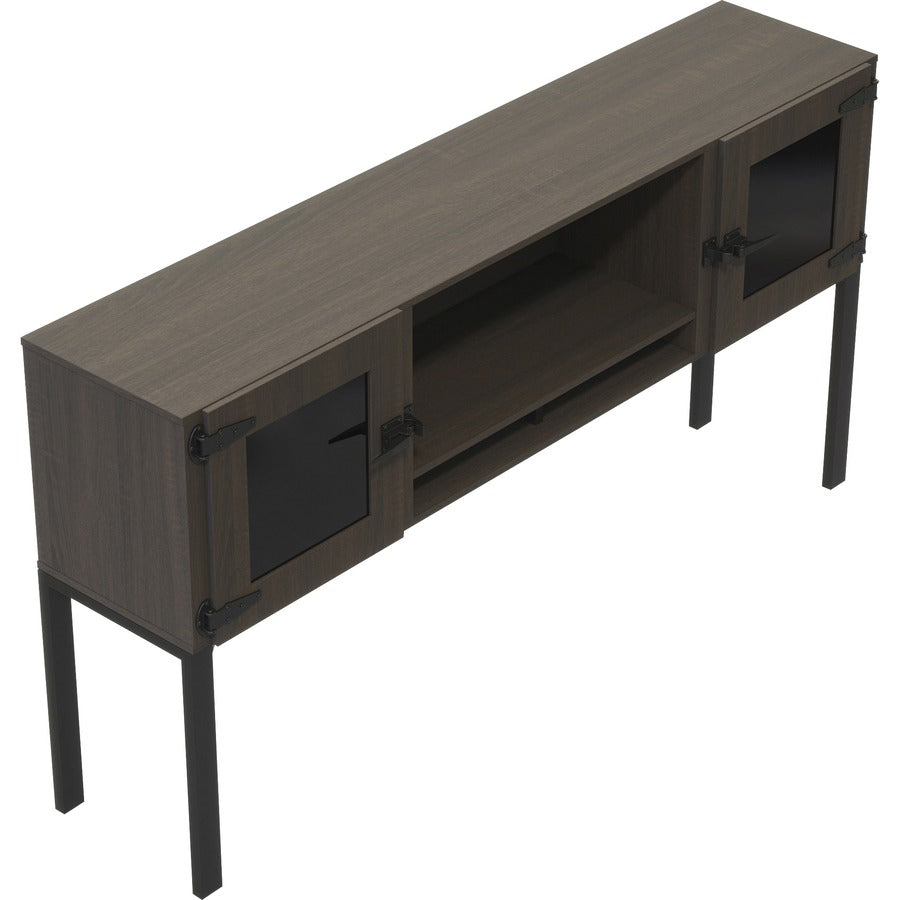 Mayline 72" Hutch with Glass Doors & Supports - 38" Height x 72" Width x 15" Depth - 2 Door(s) - Material: Particleboard, Laminate, Metal, Steel - Finish: Southern Tobacco - 1 Each