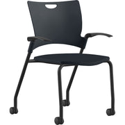 9 to 5 Seating Bella Fixed Arms Mobile Stack Chair - Black Seat Color - Thermoplastic Seat Material - Black Back Color - Thermoplastic Back Material - Powder Coated, Black Frame Color - Four-legged Base - 1 Each
