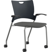9 to 5 Seating Bella Fabric Seat Mobile Stack Chair - Fabric, Foam, Plastic Seat Material - Fabric, Plastic, Foam Back Material - Powder Coated, Silver Frame Color - Four-legged Base - Dove Gray - 1 Each