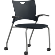 9 to 5 Seating Bella Fixed Arms Mobile Stack Chair - Black Seat Color - Thermoplastic Seat Material - Black Back Color - Thermoplastic Back Material - Powder Coated, Silver Frame Color - Four-legged Base - 1 Each