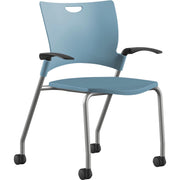 9 to 5 Seating Bella Fixed Arms Mobile Stack Chair - Blue Seat Color - Thermoplastic Seat Material - Blue Back Color - Thermoplastic Back Material - Powder Coated, Silver Frame Color - Four-legged Base - 1 Each