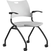 9 to 5 Seating Bella Fixed Arms Mobile Nesting Chair - White Seat Color - Thermoplastic Seat Material - White Back Color - Thermoplastic Back Material - Black, Powder Coated Frame Color - Four-legged Base - 1 Each