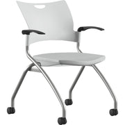 9 to 5 Seating Bella Fixed Arms Mobile Nesting Chair - White Seat Color - Thermoplastic Seat Material - White Back Color - Thermoplastic Back Material - Silver, Powder Coated Frame Color - Four-legged Base - 1 Each