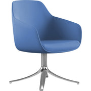9 to 5 Seating Lilly Swivel Base Fabric Lounge Chair, Blue, Upholstered and Cushioned Seat and Back, Aluminum Base, 1 Each